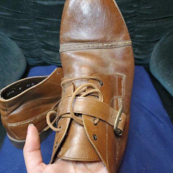 Men's Leather Tan Brown Short Boots - Picture 4 of 4